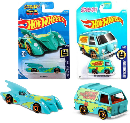 Scooby-Doo Hot Wheels Batmobile + Mystery Machine Van Die-Cast Car Zoinks!