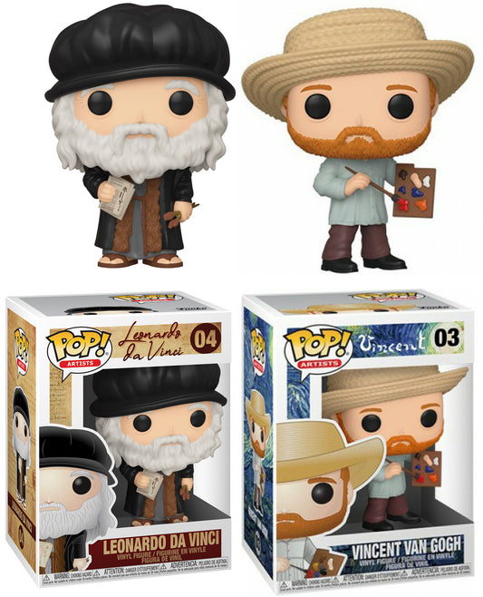 Funko Artists Painters Vincent Van Gogh #03 + Leonardo Da Vinci #04 Master Pop! Figure