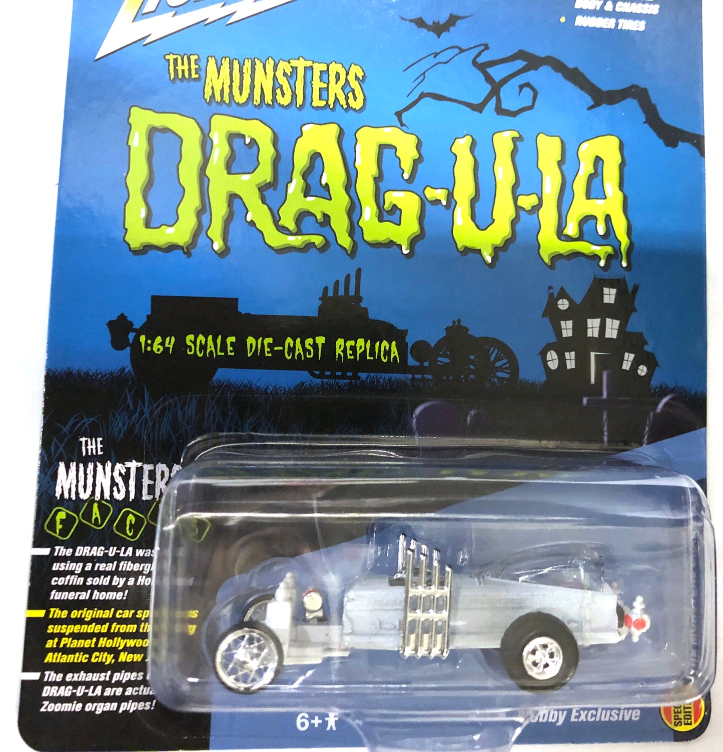 Drag-U-La The Munsters TV show Car Die-Cast 1:64 Scale White Lightning Chase Exclusive