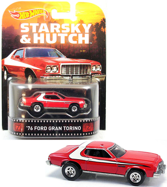 Retro Entertainment Starsky & Hutch Hot Wheels Ford Gran Torino TV show Car Die-Cast 1:64 Scale